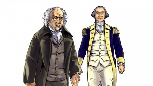 John Adams and George Washington as they appear in Mike Church's "Spirit of '76"