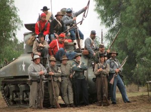 Civ War Reenactors with tank