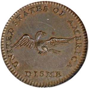 1792 disme struck in copper
