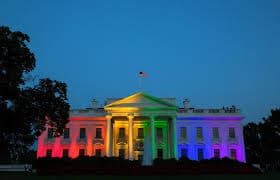 white house in gay rainbow